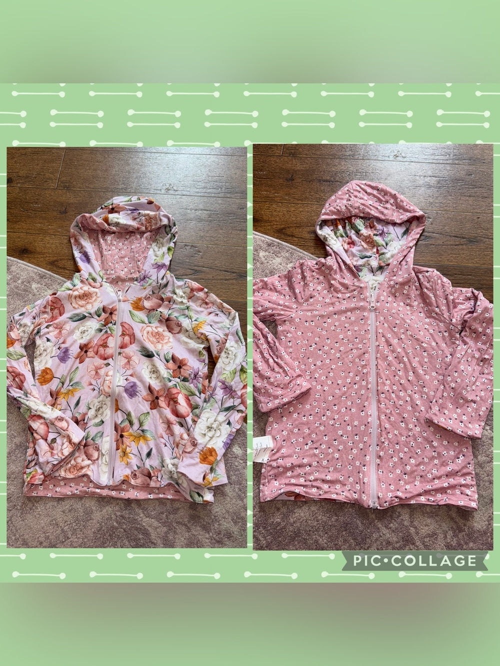 Posh Peanut Girl’s 4T Floral Colorful Reversible Jacket Bamboo Hooded Zip Coat